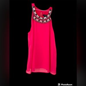 Beaded collar pink halter swing top